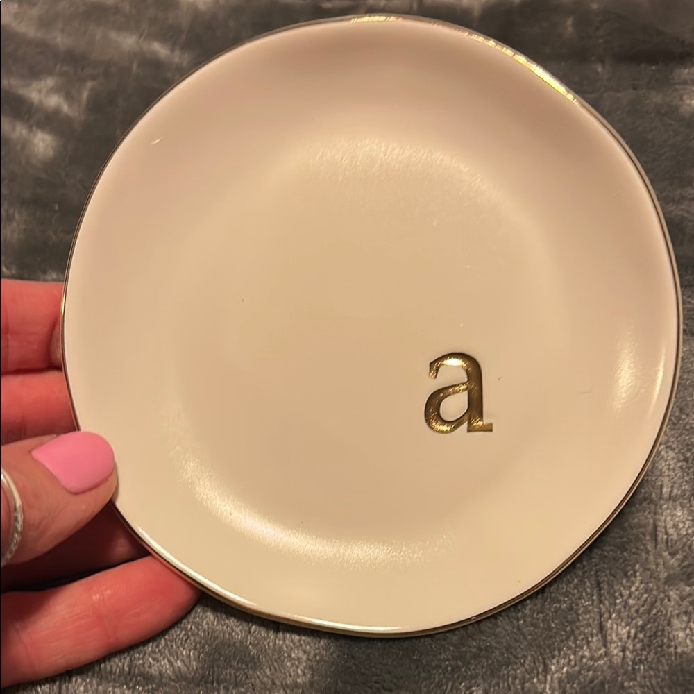 Gold Accent Cream Trinket Dish.